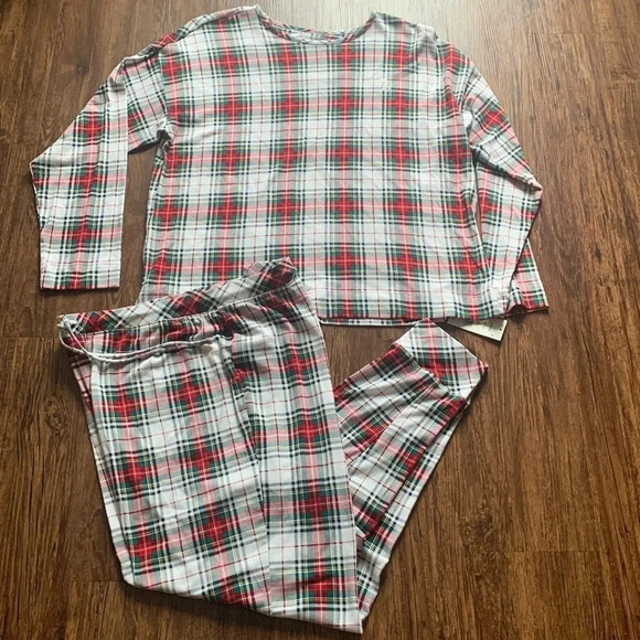 Ralph Lauren Plaid Long Sleeve Knit Top with Pants Pajamas Set 1X NWT - Picture 1 of 9